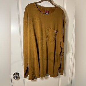 Wrangler Workwear Brown Thermal Scoop Pocket Long Sleeve Work Shirt Men's 3XL